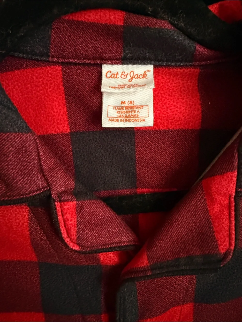 Cat & Jack Red and Black Buffalo Plaid Kids Pajama Set